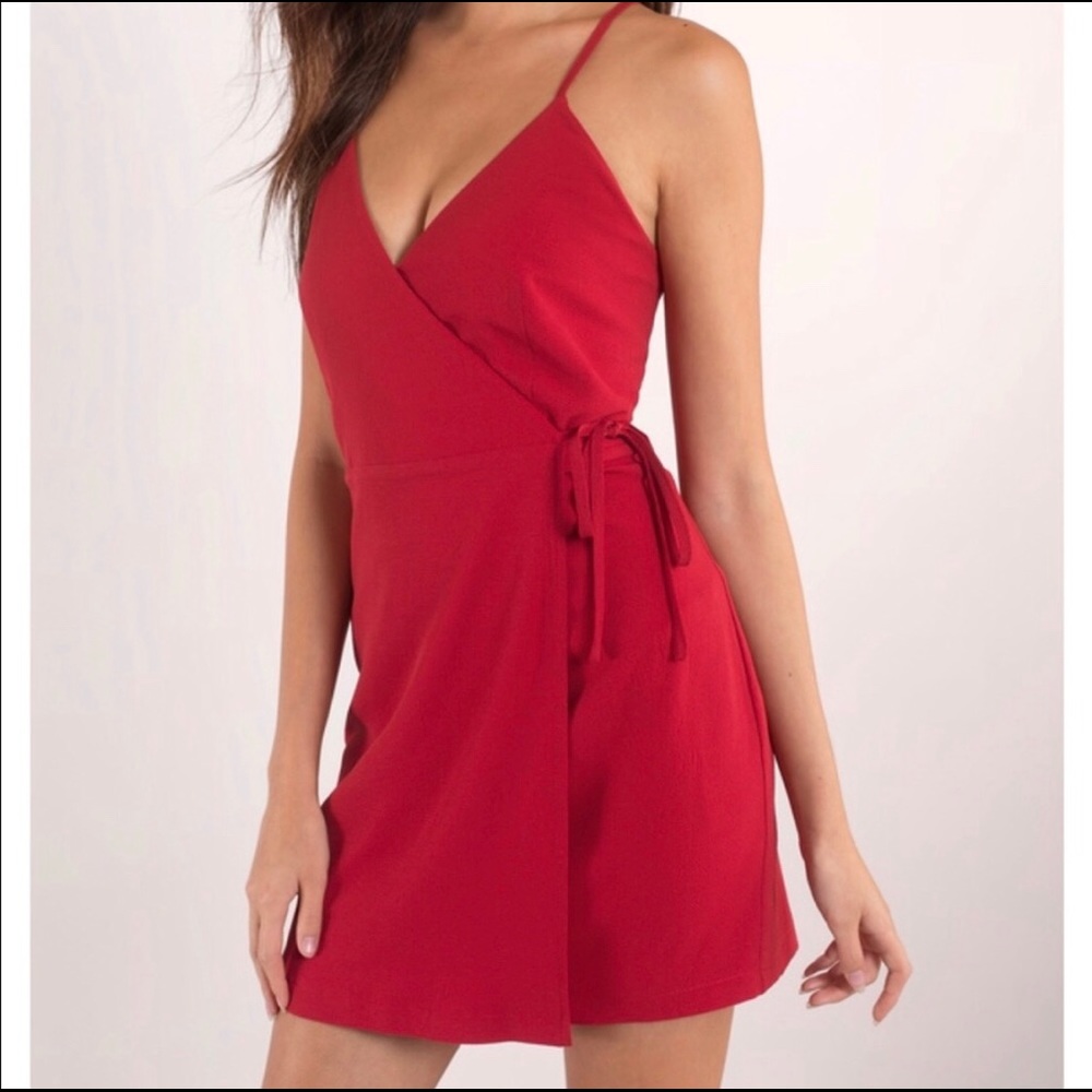New Red Cross Back Wrap Dress